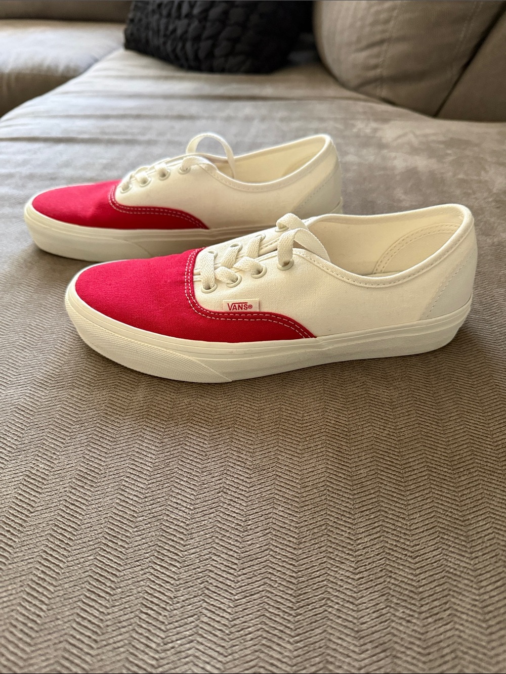 Vans Women’s Red and Off White Authentic Shoes